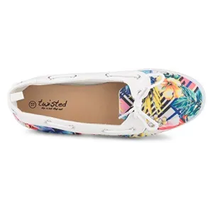 Twisted Women's Bonnie Contrast Stitched Canvas Athletic Boat Shoe - KIXDT, Size 10