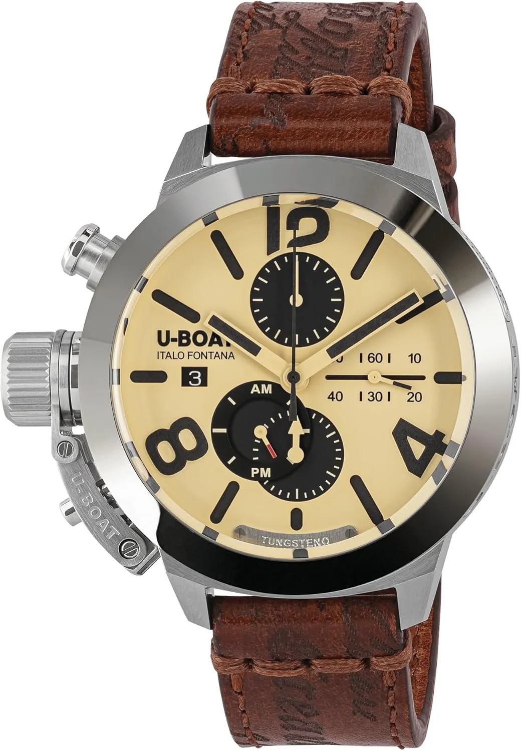 U-Boat Classico 45 tungsteno Mens Analog Automatic Watch with Leather Bracelet 9568, Brown