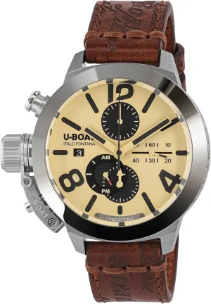 U-Boat Classico 45 tungsteno Mens Analog Automatic Watch with Leather Bracelet 9568, Brown