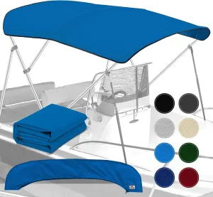 Universal 3 Bow Bimini Top Replacement Canvas, Bimini Top Canvas Only with Zip-On Storage Boot, 900D Marine Grade, Waterproof, Fadeproof Sun Shade Boat Canopy, No Frame, 85-90" W, Pacific Blue