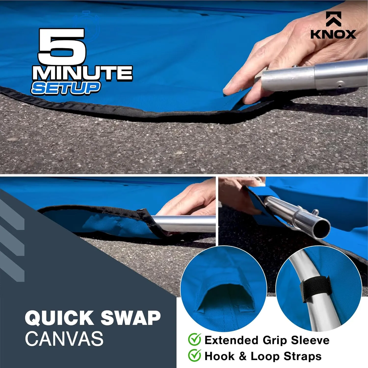 Universal 3 Bow Bimini Top Replacement Canvas, Bimini Top Canvas Only with Zip-On Storage Boot, 900D Marine Grade, Waterproof, Fadeproof Sun Shade Boat Canopy, No Frame, 85-90" W, Pacific Blue