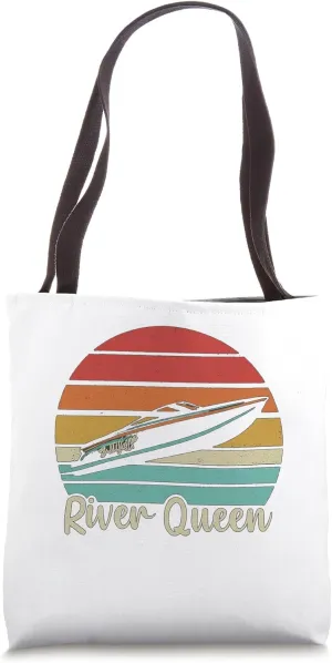 Utterly Hip Retro Style River Queen Ski Boat Tote Bag