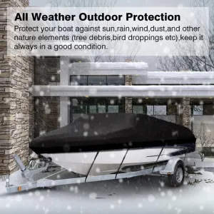 V-Shaped Waterproof Boat Cover Yacht Cover 210D Marine Trailer Canvas Cover Anti UV Waterproof Marine Accessories Protection Hull Protectors(14-16ft)