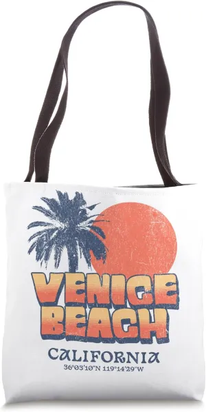 Venice Beach California Retro Sunset Palm Tree Cali Vacation Tote Bag