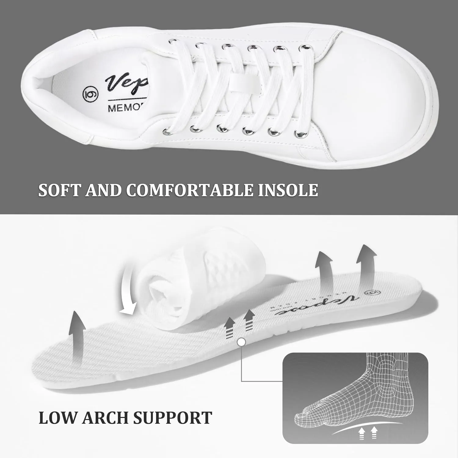 Vepose Women's Fashion Sneakers Casual Shoes Comfortable Dress Sneaker 2.0