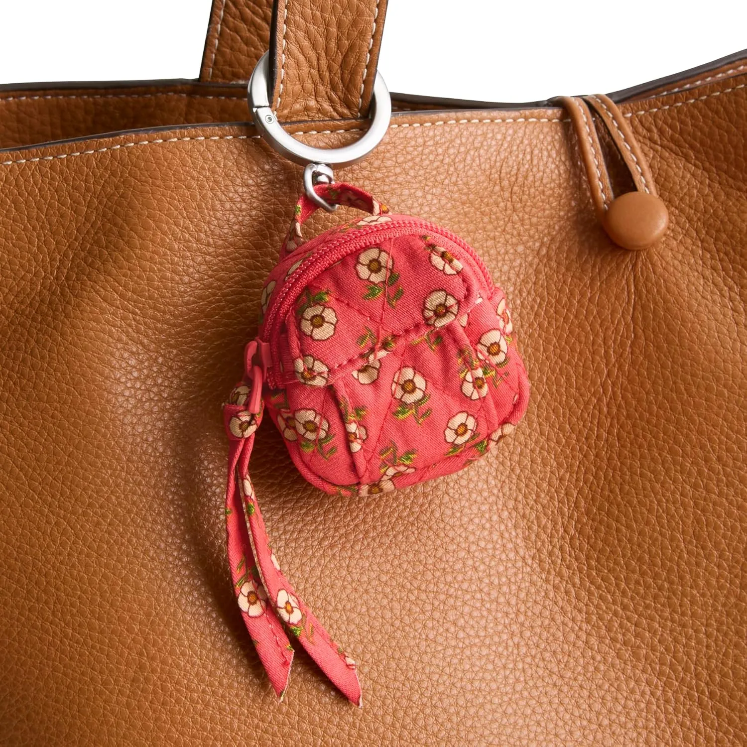 Vera Bradley Premium Cotton Original Backpack Bag Charm, Tiny Poppies