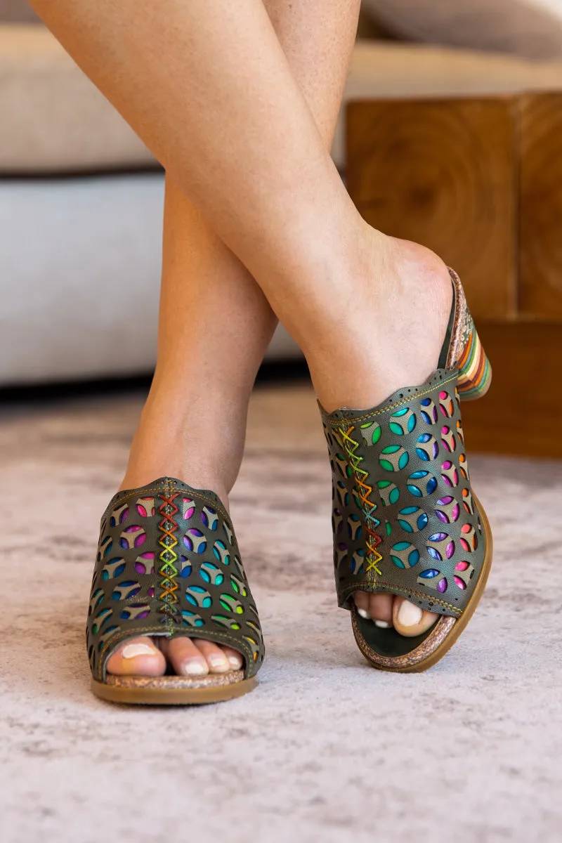Vicconfy | Tracee Rainbow Open-Toe Leather Sandal