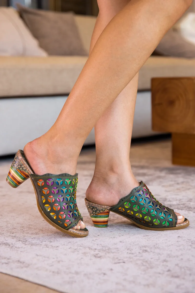 Vicconfy | Tracee Rainbow Open-Toe Leather Sandal