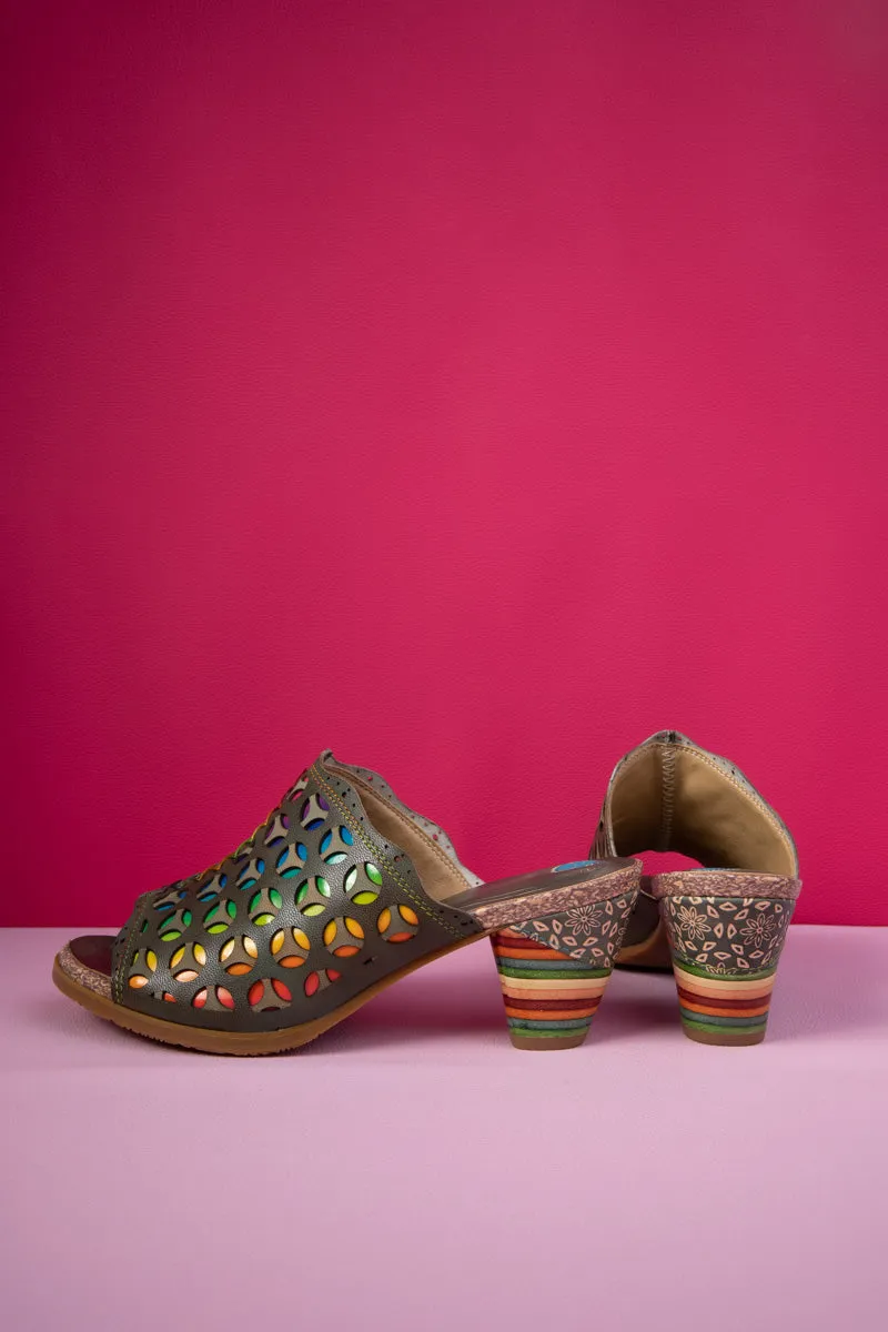 Vicconfy | Tracee Rainbow Open-Toe Leather Sandal