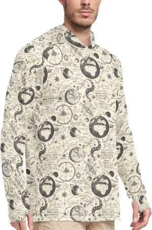 Vintage Ancient Style Sun Protection Hoodies Long Sleeve Sun Shirt with Hood UPF 50 