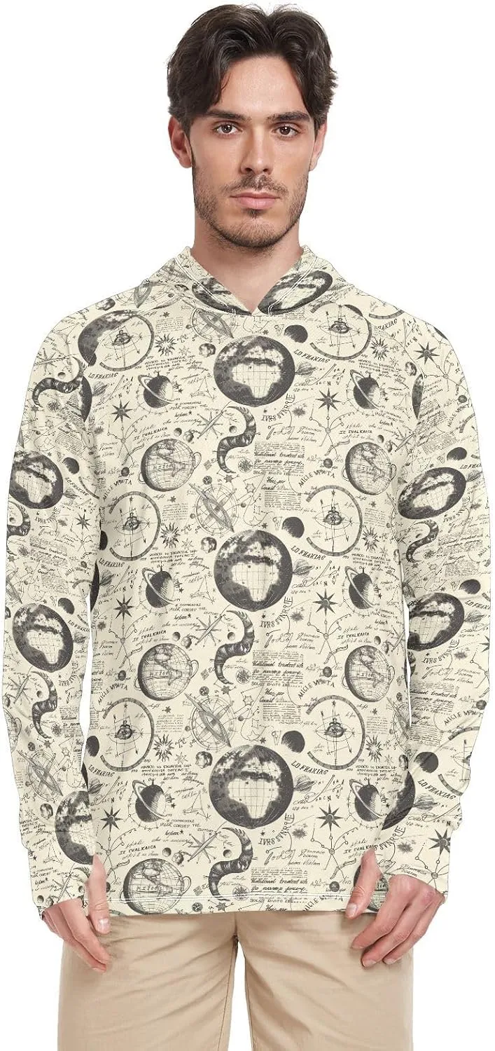 Vintage Ancient Style Sun Protection Hoodies Long Sleeve Sun Shirt with Hood UPF 50 