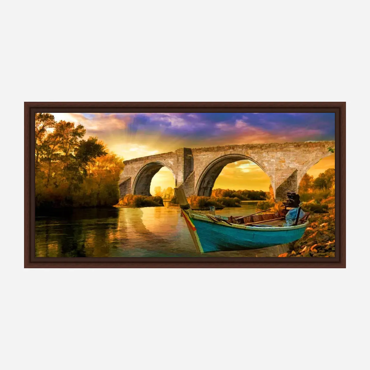 Vintage Boat Bridge Painting