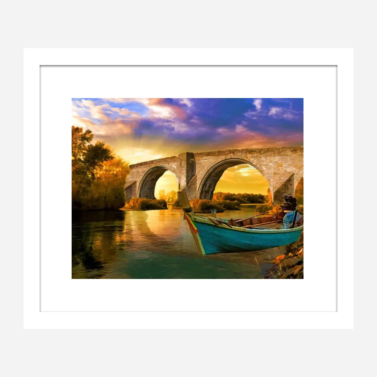 Vintage Boat Bridge Painting