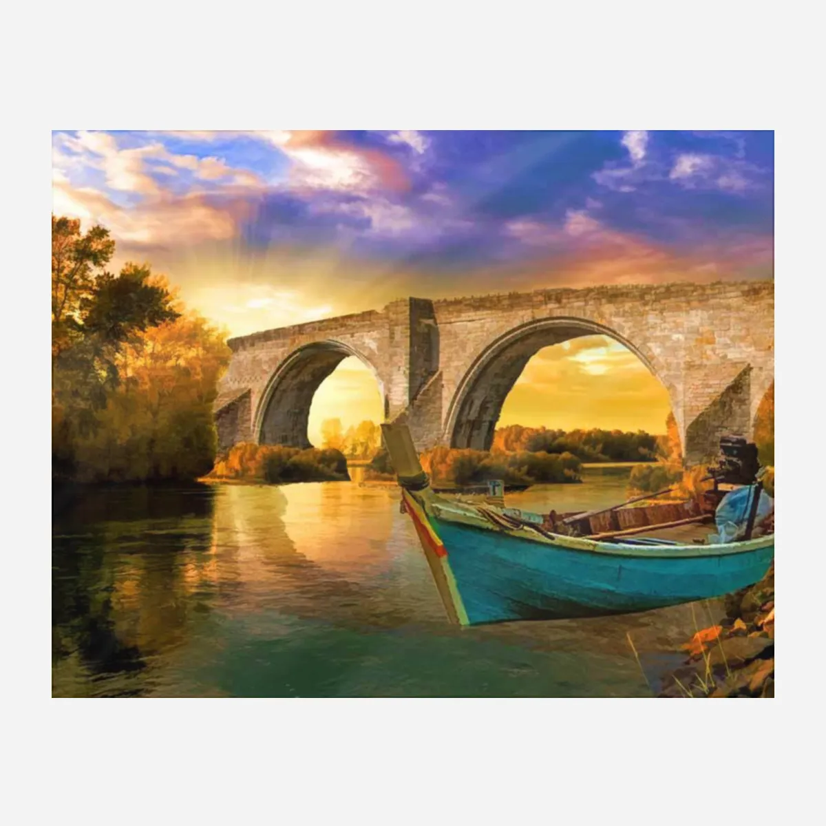 Vintage Boat Bridge Painting