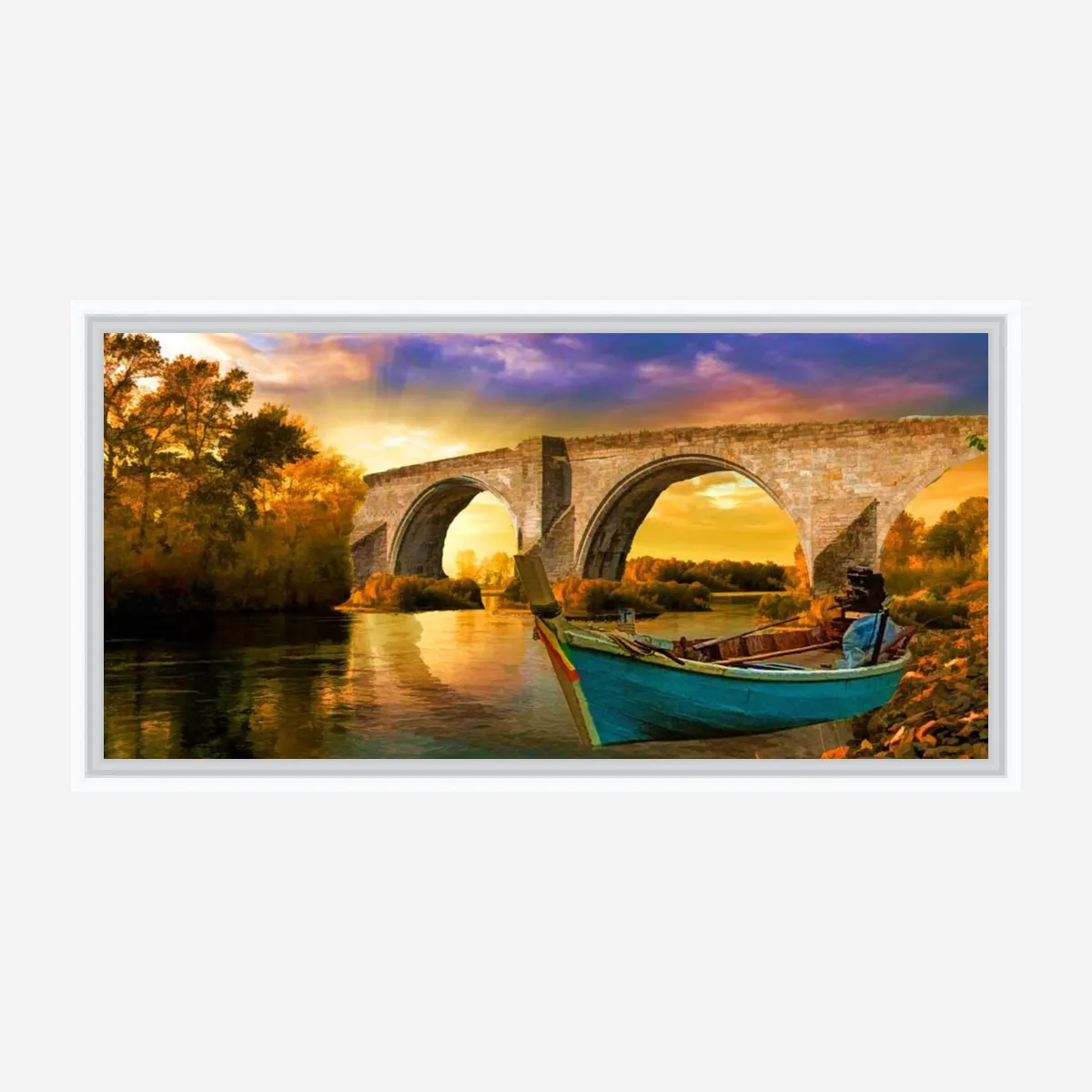 Vintage Boat Bridge Painting