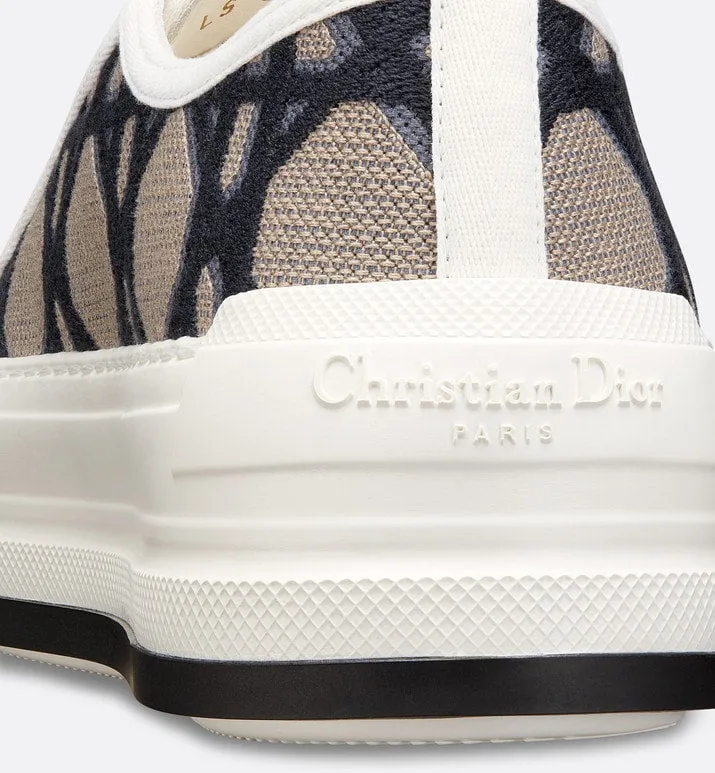 Walk'n'Dior Platform Sneaker • Deep Blue and Beige Embroidered Cotton with Macrocannage Motif