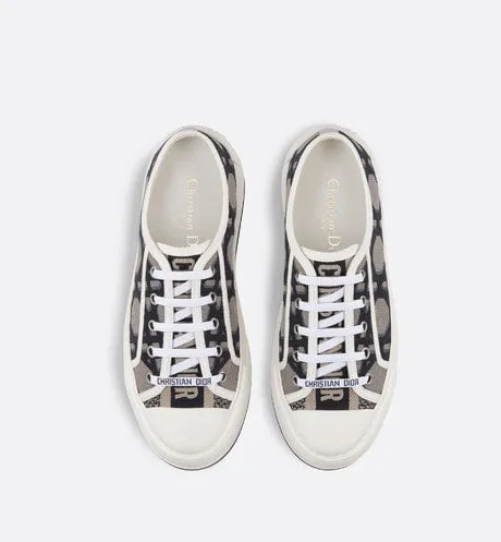 Walk'n'Dior Platform Sneaker • Deep Blue and Beige Embroidered Cotton with Macrocannage Motif