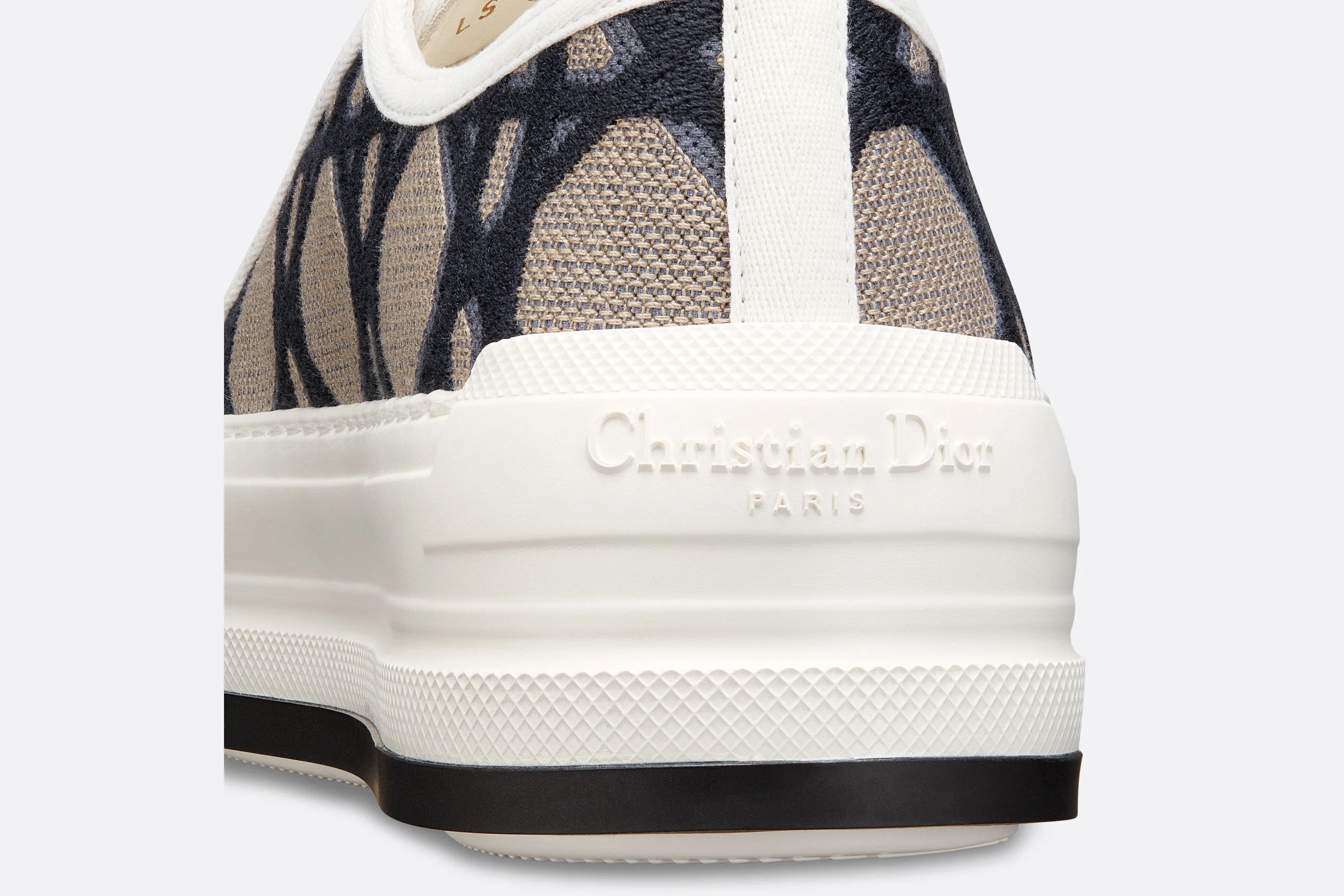Walk'n'Dior Platform Sneaker • Deep Blue and Beige Embroidered Cotton with Macrocannage Motif