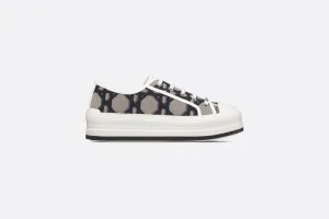 Walk'n'Dior Platform Sneaker • Deep Blue and Beige Embroidered Cotton with Macrocannage Motif
