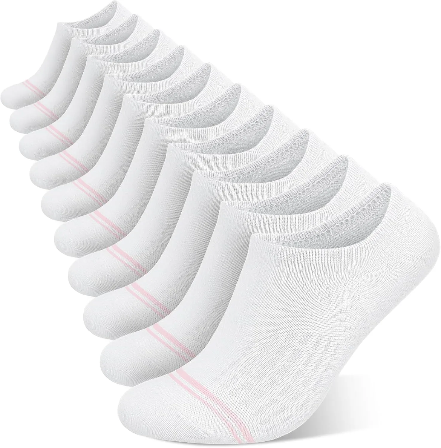 wernies No Show Socks Womens 10 Pairs Low Cut Ankle Socks with Non Slip Casual Invisible Liner Boat 5-8/8-11