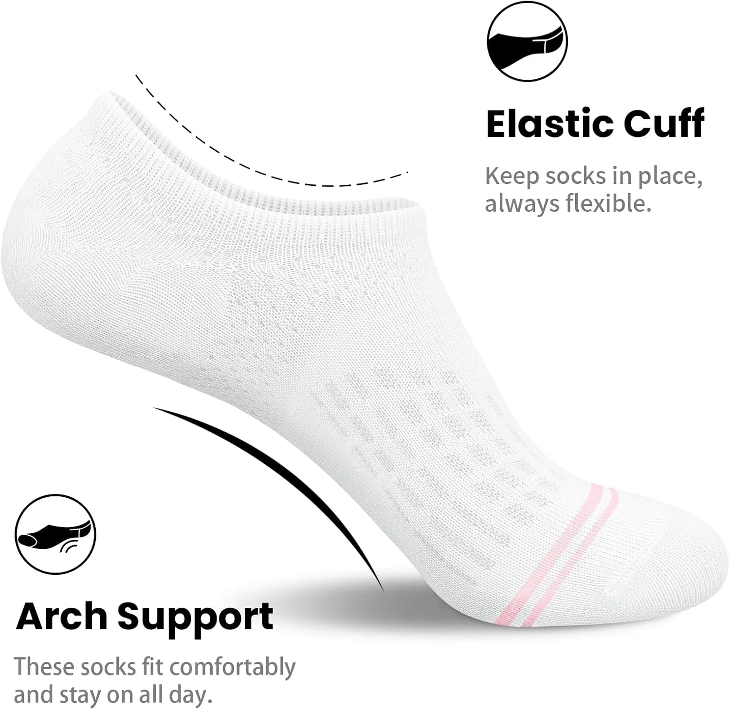 wernies No Show Socks Womens 10 Pairs Low Cut Ankle Socks with Non Slip Casual Invisible Liner Boat 5-8/8-11
