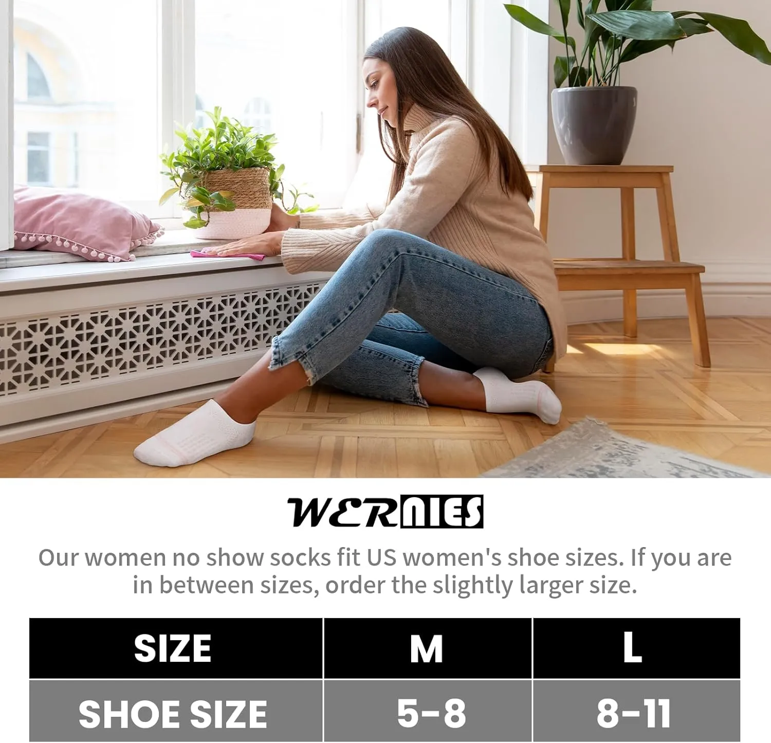 wernies No Show Socks Womens 10 Pairs Low Cut Ankle Socks with Non Slip Casual Invisible Liner Boat 5-8/8-11