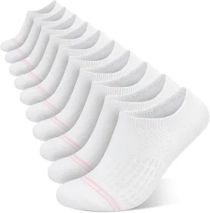 wernies No Show Socks Womens 10 Pairs Low Cut Ankle Socks with Non Slip Casual Invisible Liner Boat 5-8/8-11