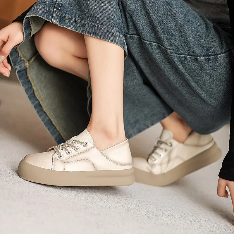 Women Minimalist Soft Leather Flat Casual Shoes
