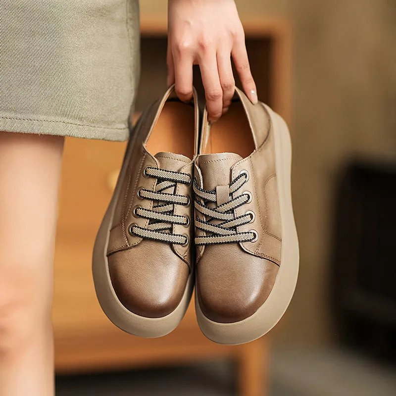 Women Minimalist Soft Leather Flat Casual Shoes