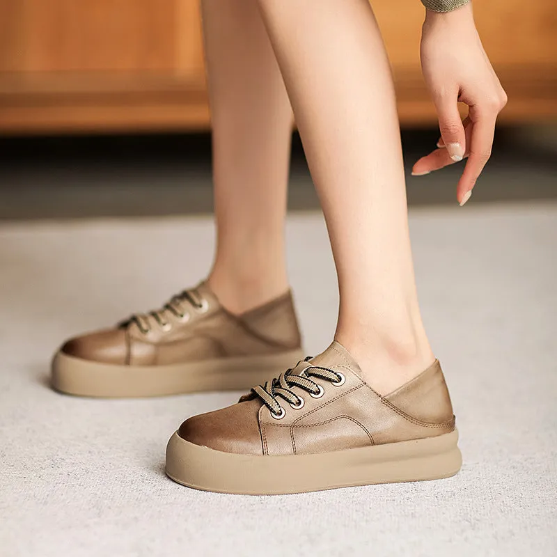 Women Minimalist Soft Leather Flat Casual Shoes