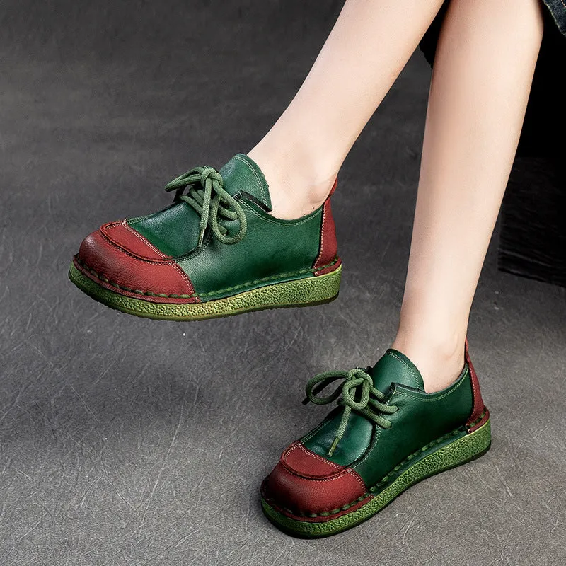 Women Retro Leather Flat Soft Casual Shoes