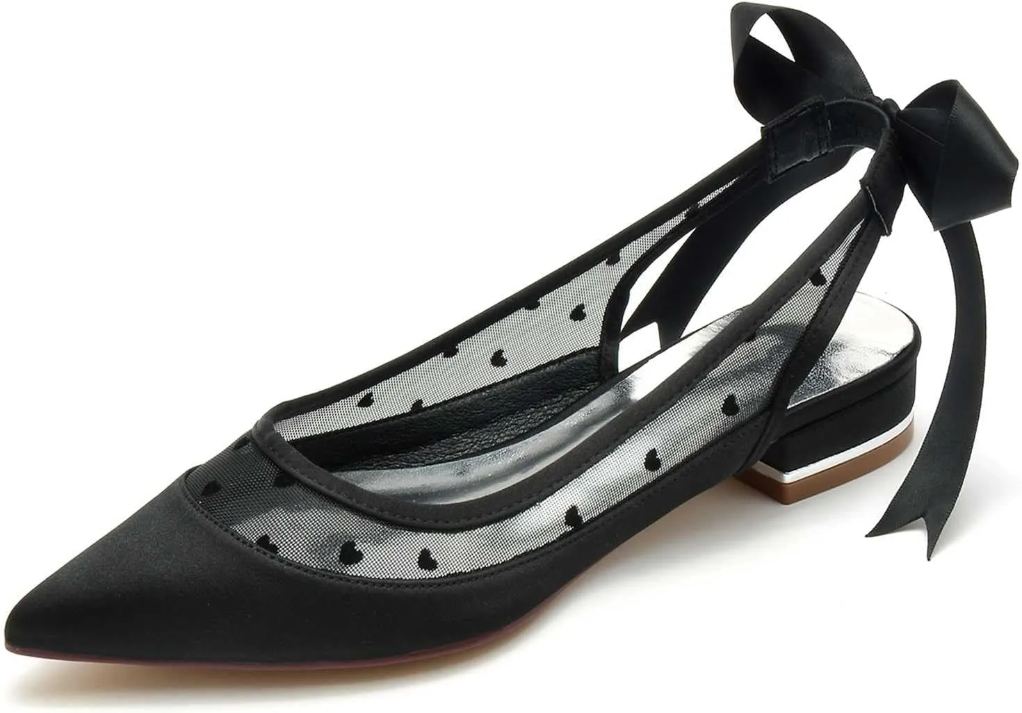 Women’s Ballet Flat Shoes Knit Satin Dress Shoes Pointed Toe Slip On Ballerina Walking Flats Shoes for Woman Low Comfort Soft