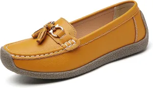 Women's Faux Leather Flat Loafers Classic Casual Comfort Slip-On Shoes Soft Sole Dress Shoes