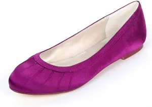 Women’s Flat Shoes Dress Shoes Round Toe Satin Slip On Ballerina Walking Flats Shoes for Woman Low Comfort Soft