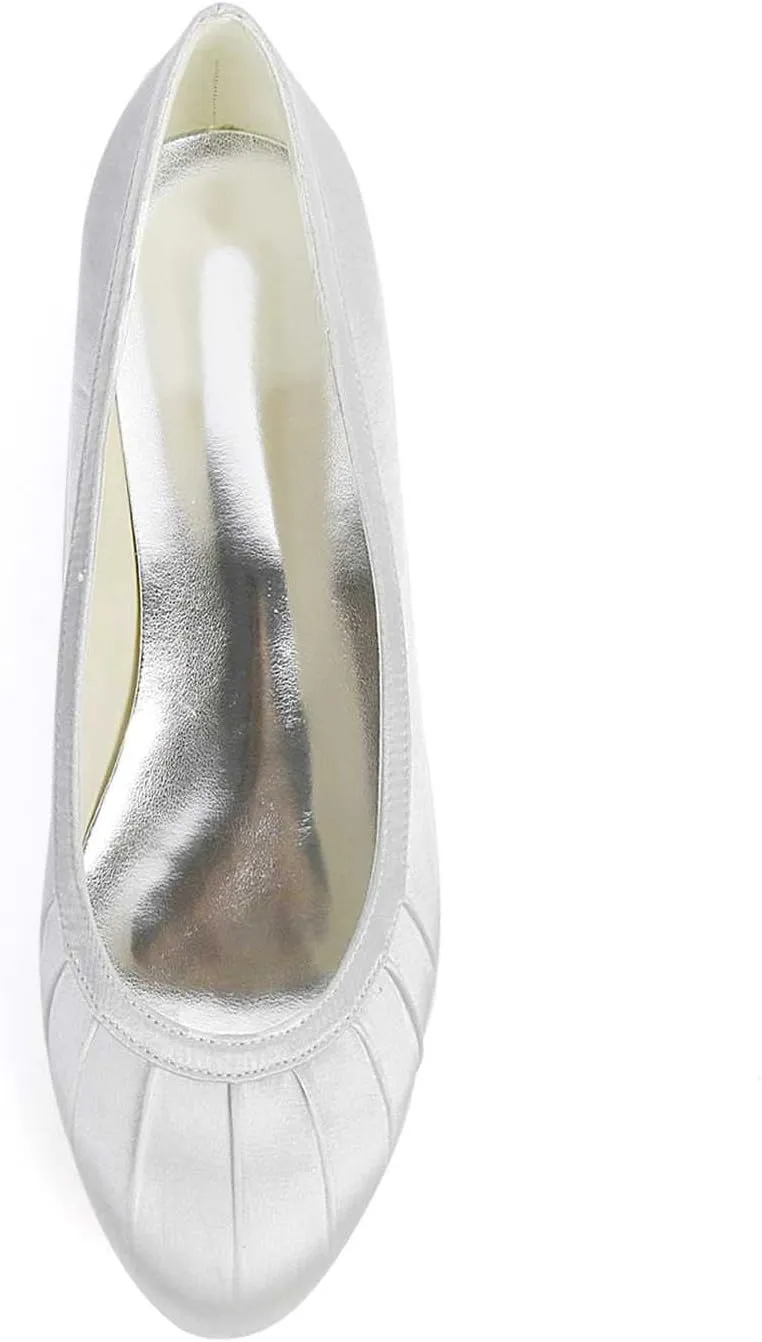 Women’s Flat Shoes Dress Shoes Round Toe Satin Slip On Ballerina Walking Flats Shoes for Woman Low Comfort Soft