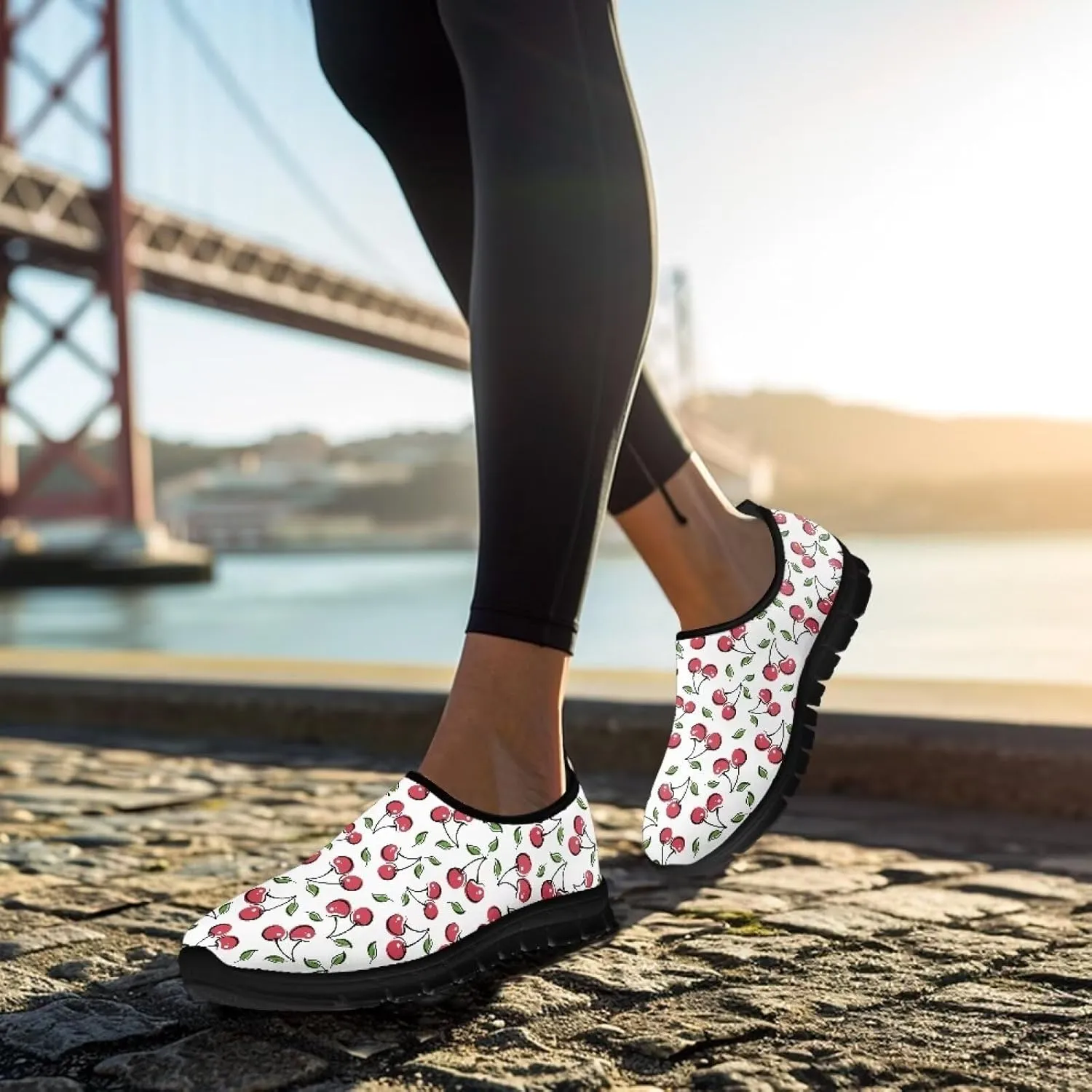 Women's Fruit Print Shoes Low Top Slip On Casual Walking Flat Shoes Comfortable Soft-Soled Sports Running Sneakers