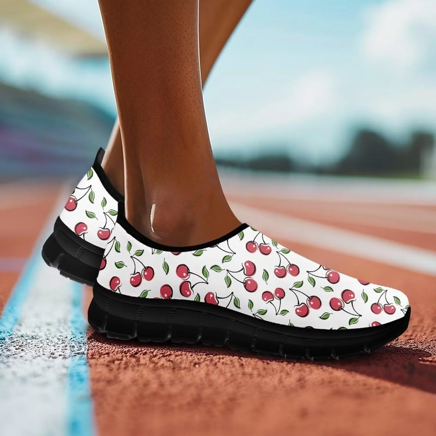 Women's Fruit Print Shoes Low Top Slip On Casual Walking Flat Shoes Comfortable Soft-Soled Sports Running Sneakers