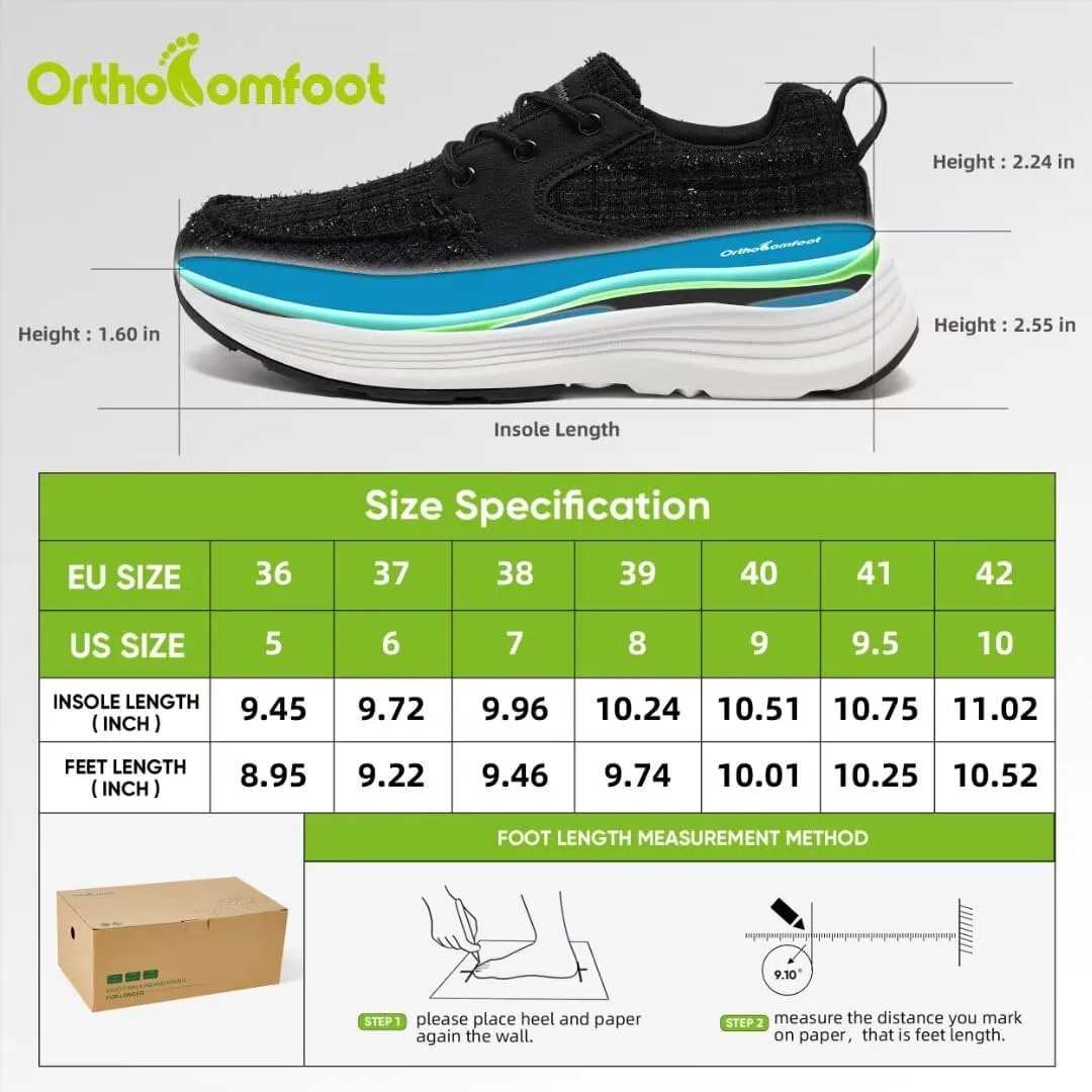 Women's Orthopedic Fashion Sneakers for Plantar Fasciitis: Flat Feet Supportive Cushioned Walking Shoes with Arch Support, Orthotic Soft Casual Sneakers for Ankle and Foot Pain Relief