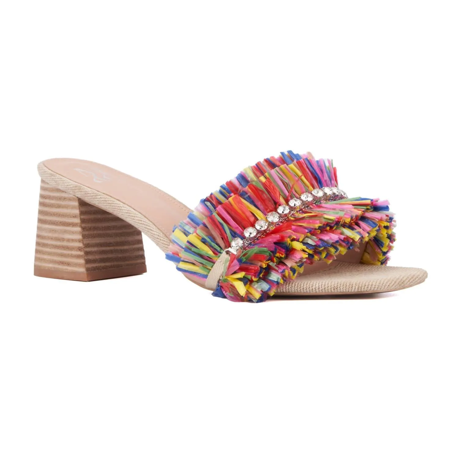 Women's Rhinestone Farah Block Heel Sandal In Multi Color