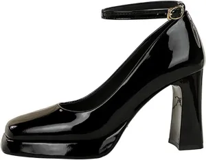Women's Sandal Closed Round Toe Chunky Block Pumps Platform Adjustable Ankle Strap Summer Sandal Casual Shoes