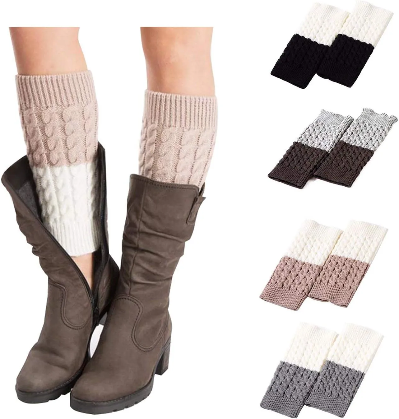 Womens Short Boots Socks Crochet Knitted Boot Cuffs Leg Warmers Socks