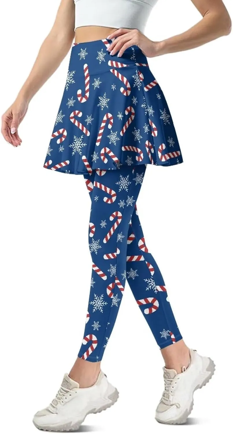 Women's Tennis Leggings with Skirts and Pockets - Soft, Comfortable Athletic Skirt with Leggings