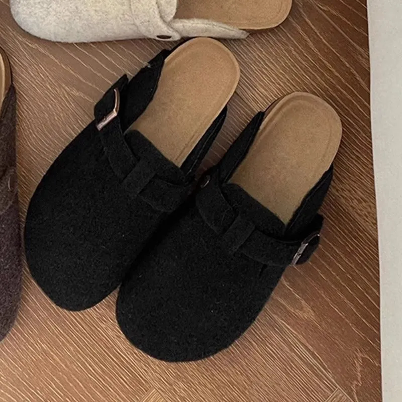 Woolen flat-soled cork Boken shoes