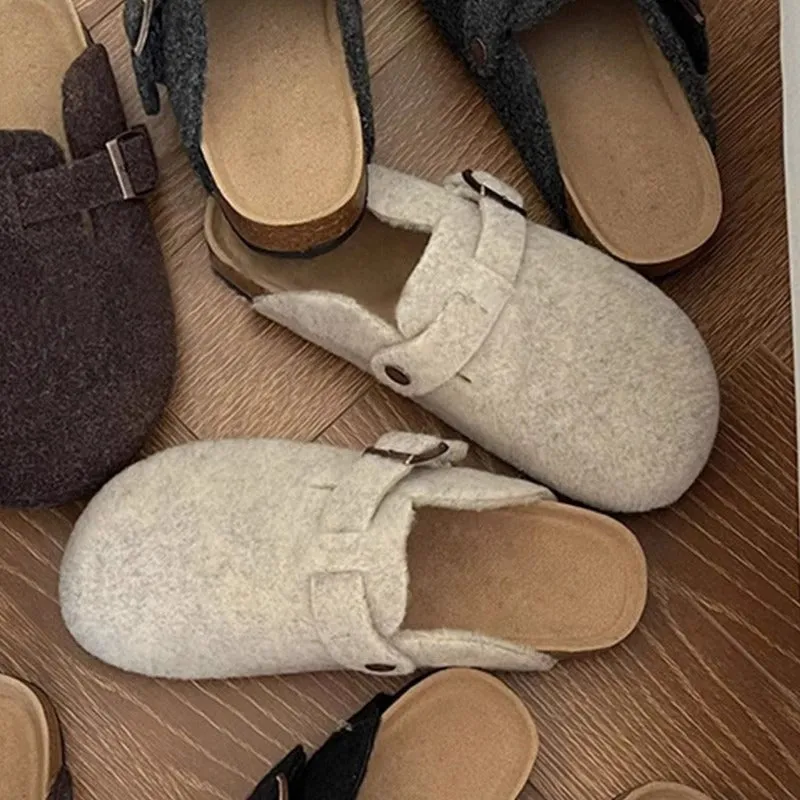 Woolen flat-soled cork Boken shoes