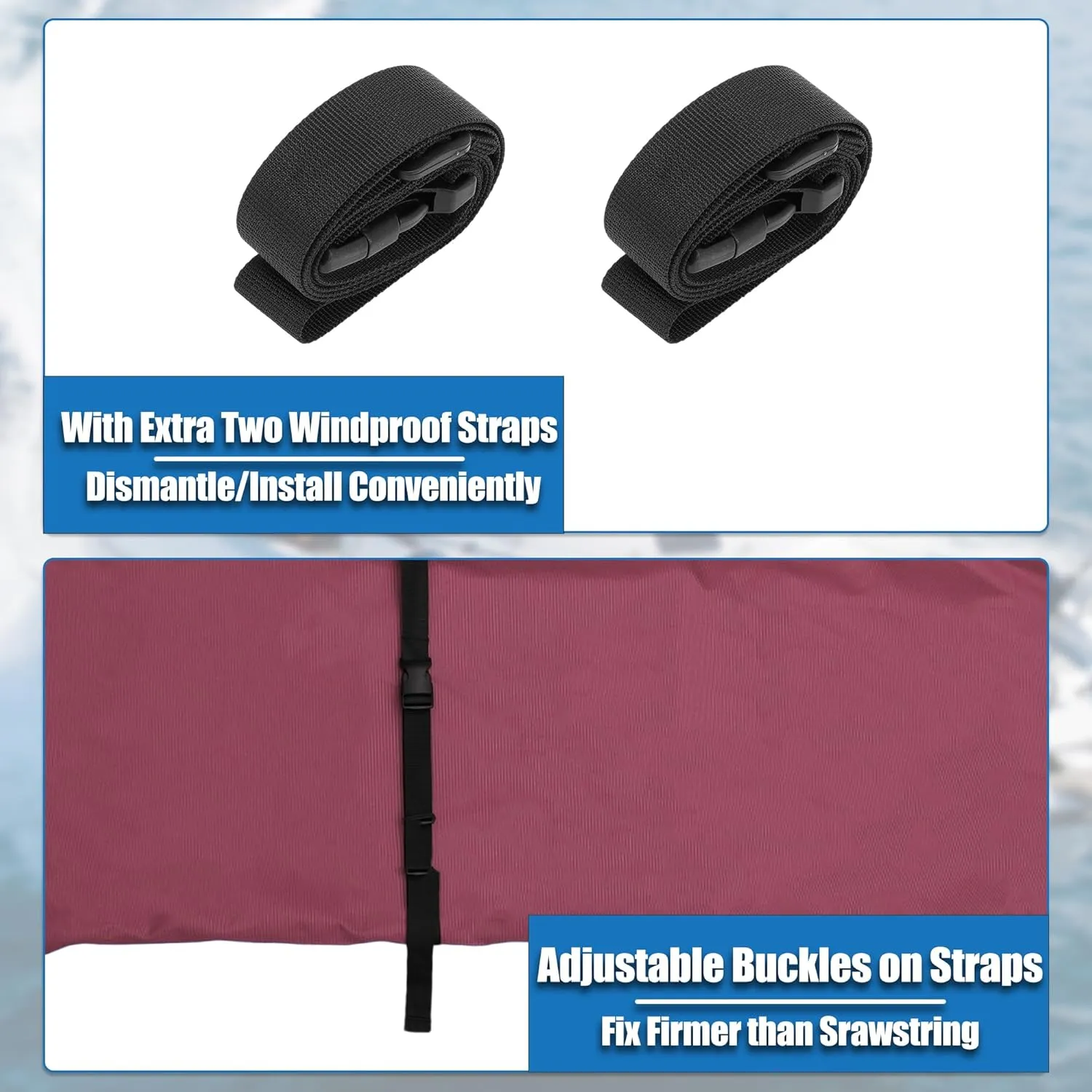 X AUTOHAUX Square Frame Bimini Top Storage Boot Cover with 2 Fixed Straps Waterproof Boat Bimini Storage Bag 600D Polyester Canvas Sun Resist Universal for 3 Bow 4 Bow 1 Set