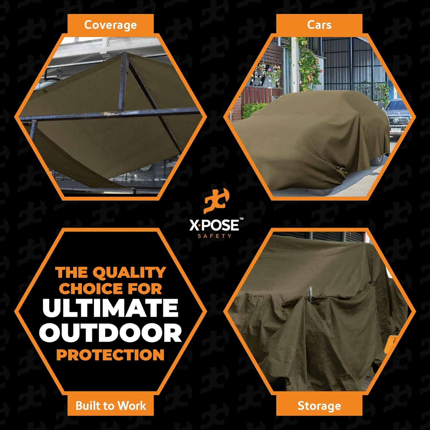 Xpose Safety Canvas Tarp - 10oz Olive Drab Canvas Tarps Heavy Duty Water Resistant with Brass Grommets- Multipurpose Outdoor Tarpaulin for Camping, Canopy, Trailer, Equipment Cover 5' x 5'