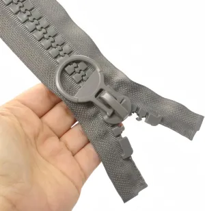 YaHoGa 61cm #20 Super Large Separating Giant Plastic Zippers for Sewing Tents Coats Overcoats Boat Cover Canvas Heavy Duty Huge Resin Vislon Zippers (24" Grey)