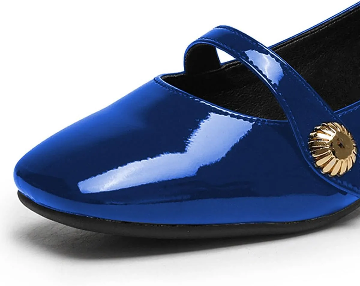 YDN Women Square Toe Mary Janes Block Low Heel Pumps Daisy Buckle Formal Wear Dress Outdoor Shoes Size 4-15 US