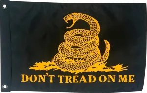 Yellow-on-Black Gadsden "Don't Tread on Me" Boat Flag - DOUBLE SIDED, Marine Grade Stitching, All-Weather Nylon, MADE IN USA