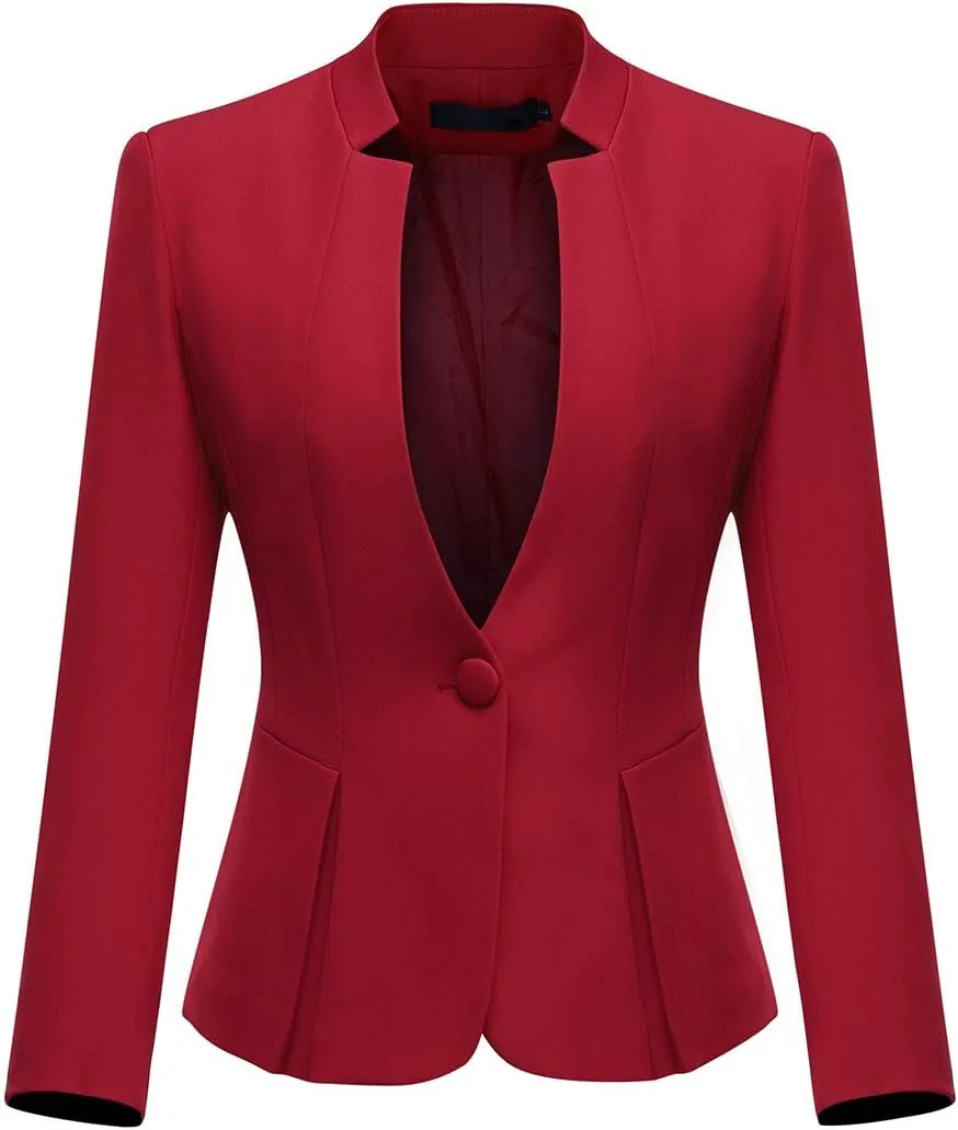 YUNCLOS Women's Business Office 1 Button Blazer Jacket and Pants Suit Set